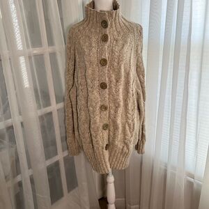 Free People Button-Up Cable Knit Cardigan - Cream